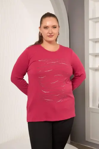 Plus Size Stone Detail Blouse Violet - 1