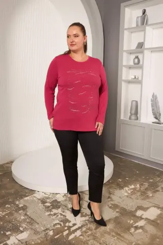 Plus Size Stone Detail Blouse Violet - 5