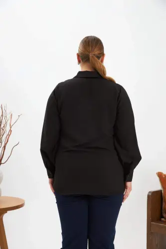 Plus Size Stone Detail Shirt Black - 6