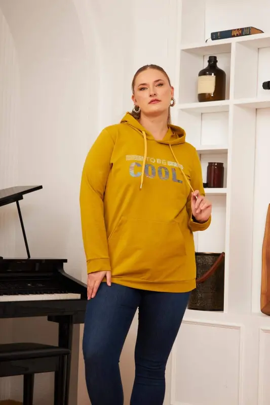 Plus Size Stone Print Sweatshirt Dark Olive - 2