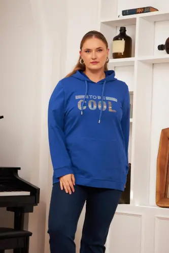 Plus Size Stone Print Sweatshirt Dark Petrol - 1