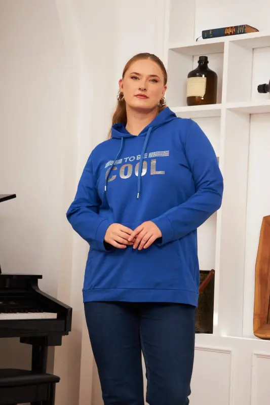 Plus Size Stone Print Sweatshirt Dark Petrol - 2