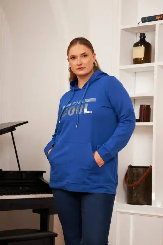 Plus Size Stone Print Sweatshirt Dark Petrol - 3