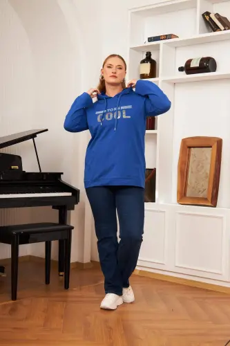 Plus Size Stone Print Sweatshirt Dark Petrol - 6
