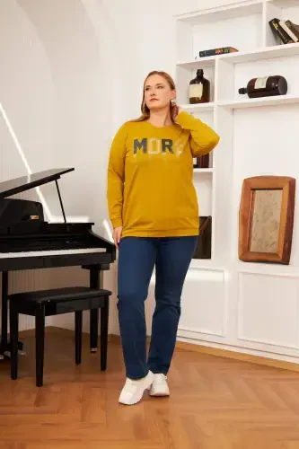 Plus Size Stone Print Sweatshirt Olive - 4