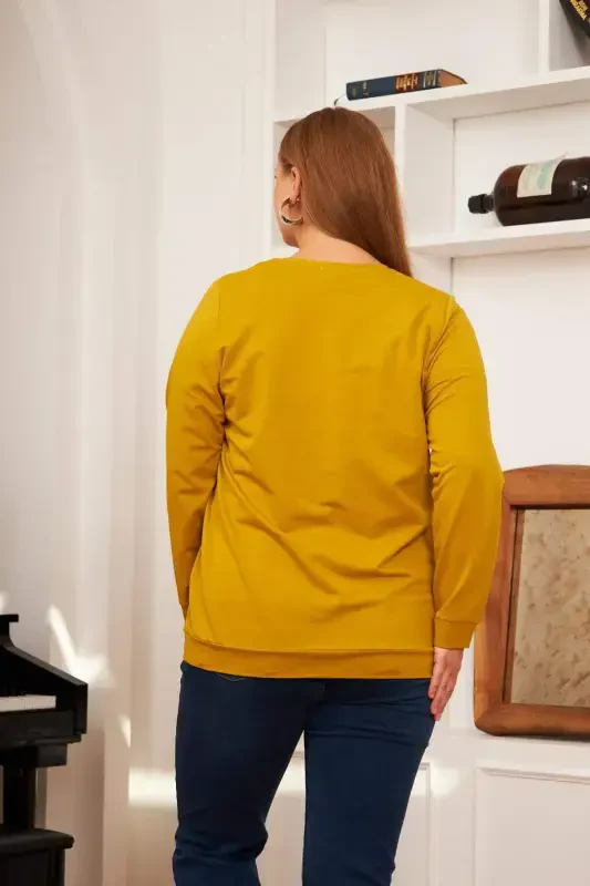 Plus Size Stone Print Sweatshirt Olive - 5