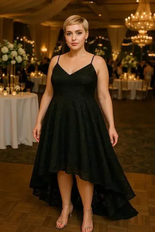 Plus Size Strappy Graduation Dress - 1