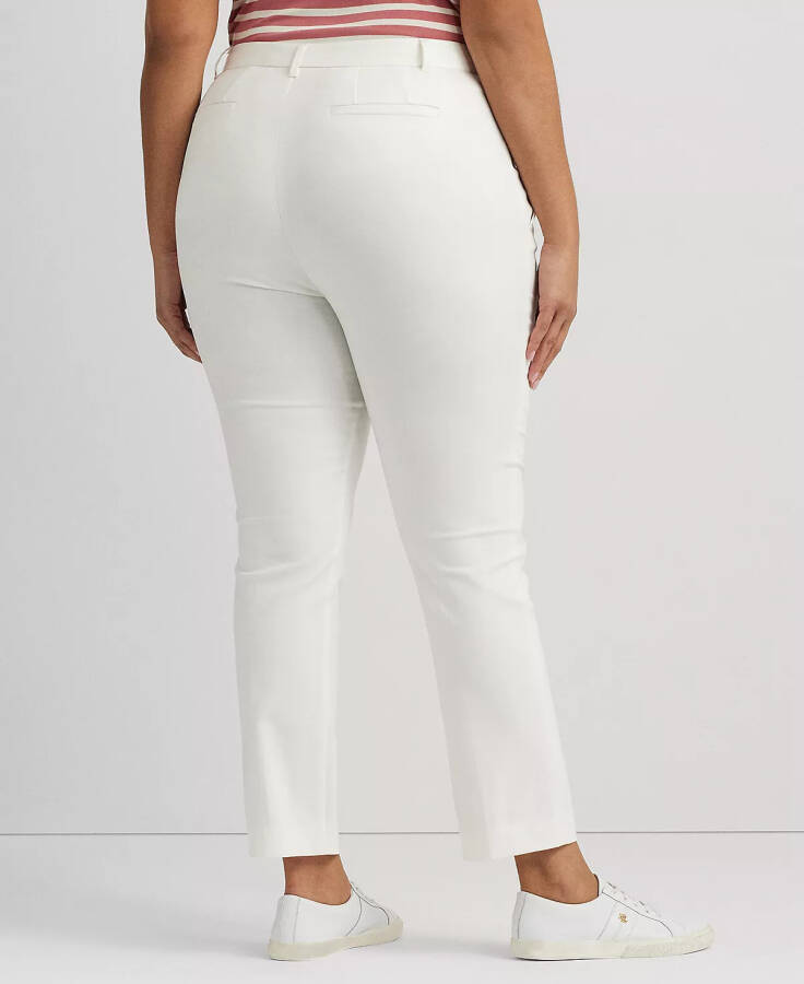 Plus Size Stretch Cotton Cropped Pants White - 2