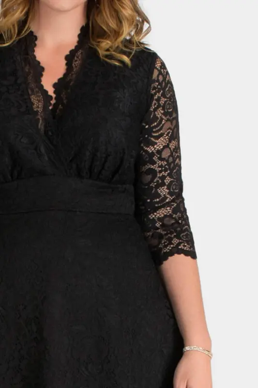 Plus Size Stretch Lace Short Dress Black KL70088 - 2