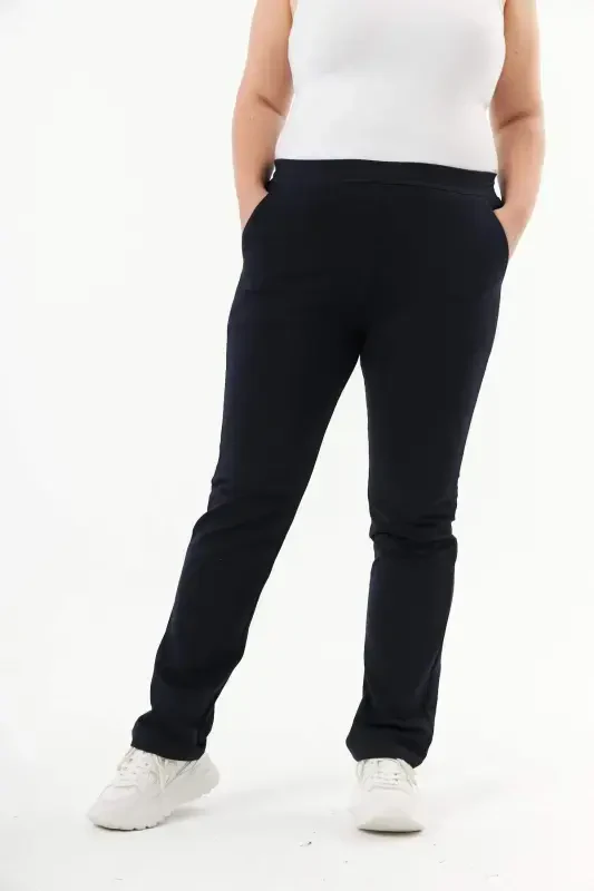 Plus Size Sweatpants Navy Blue - 1