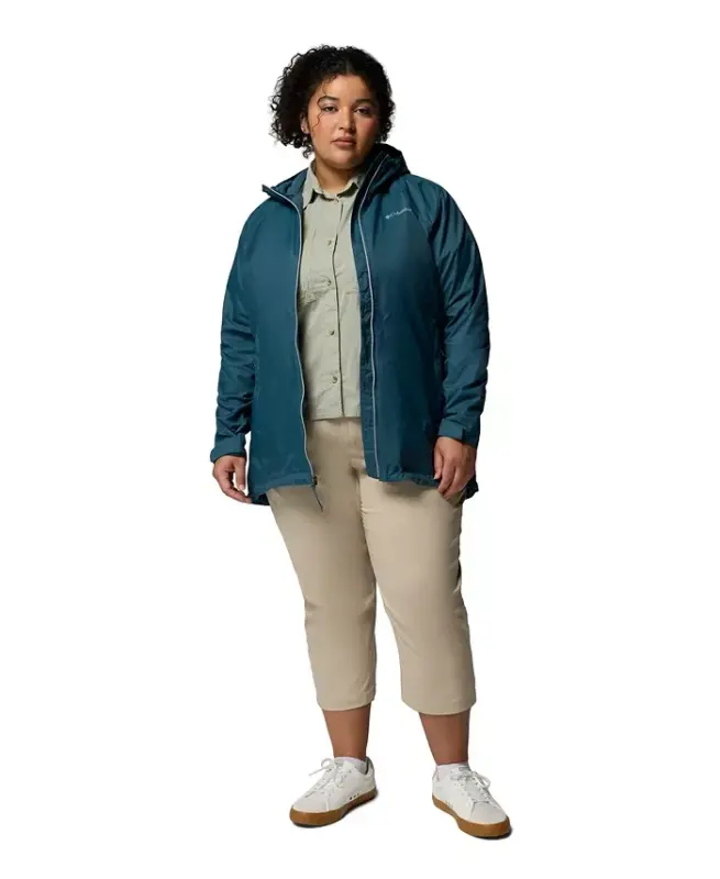 Plus Size Switchback Astarli Uzun Fermuarli Kurtka - Everblue - 2