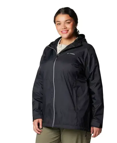 Plus Size Switchback Lined Long Zipper Jacket-Black - 3