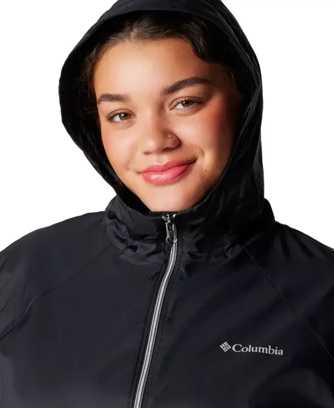 Plus Size Switchback Lined Long Zipper Jacket-Black - 4