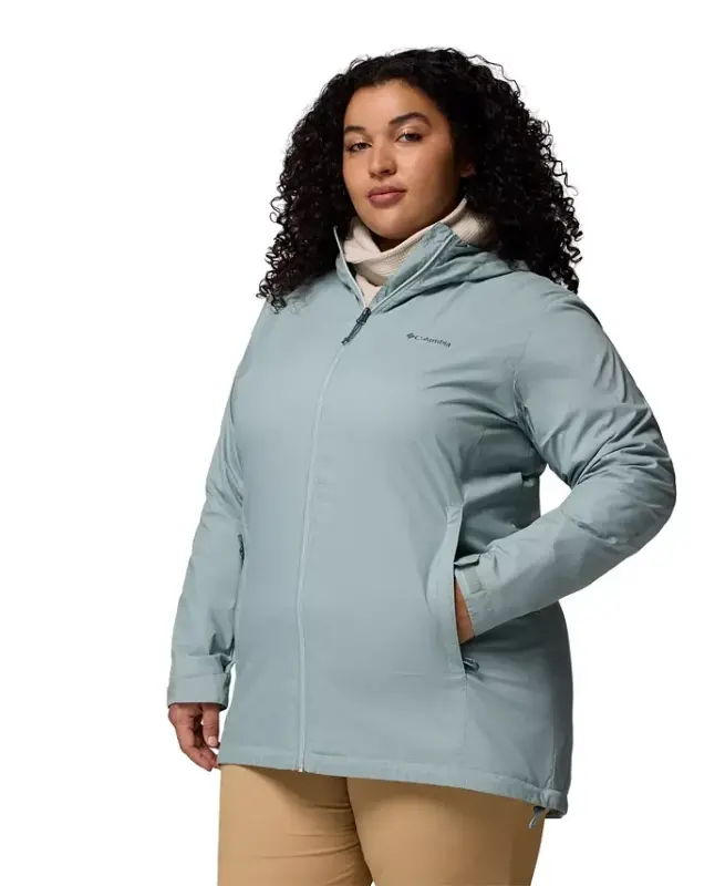 Plus Size Switchback Lined Long Zipper Jacket - Crushed Blue - 3