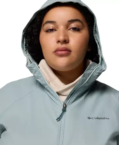 Plus Size Switchback Lined Long Zipper Jacket - Crushed Blue - 4