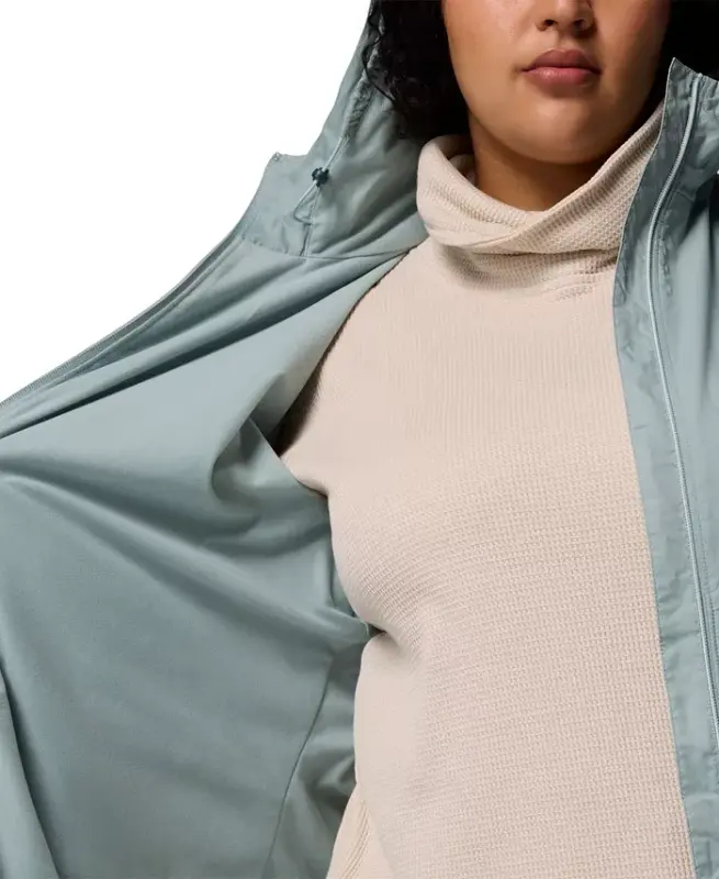 Plus Size Switchback Lined Long Zipper Jacket - Crushed Blue - 9