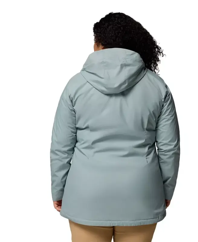 Plus Size Switchback Lined Long Zipper Jacket - Crushed Blue - 5