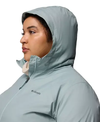 Plus Size Switchback Lined Long Zipper Jacket - Crushed Blue - 7