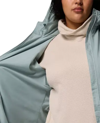 Plus Size Switchback Lined Long Zipper Jacket - Crushed Blue - 9