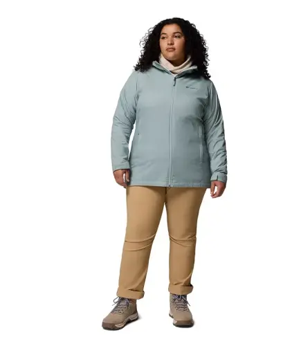 Plus Size Switchback Lined Long Zipper Jacket - Crushed Blue - 2