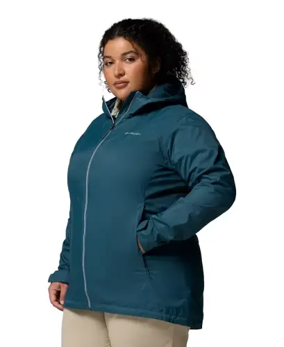 Plus Size Switchback Lined Long Zipper Jacket - Everblue - 4