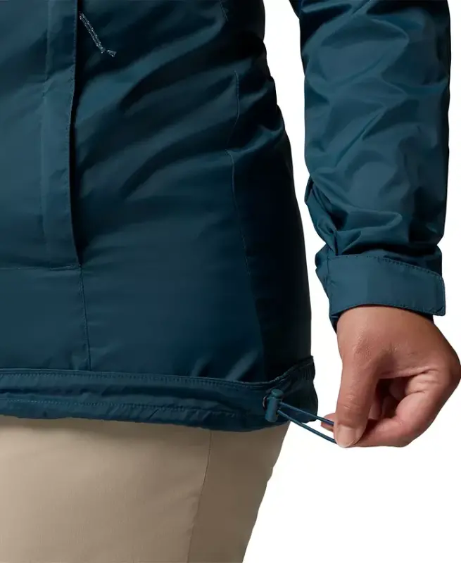 Plus Size Switchback Lined Long Zipper Jacket - Everblue - 8