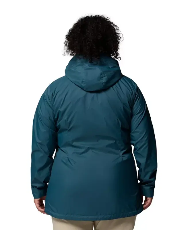 Plus Size Switchback Lined Long Zipper Jacket - Everblue - 9