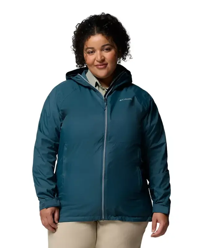 Plus Size Switchback Lined Long Zipper Jacket - Everblue - COLUMBIA