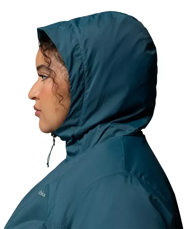 Plus Size Switchback Lined Long Zipper Jacket - Everblue - 7