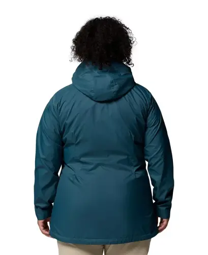 Plus Size Switchback Lined Long Zipper Jacket - Everblue - 9