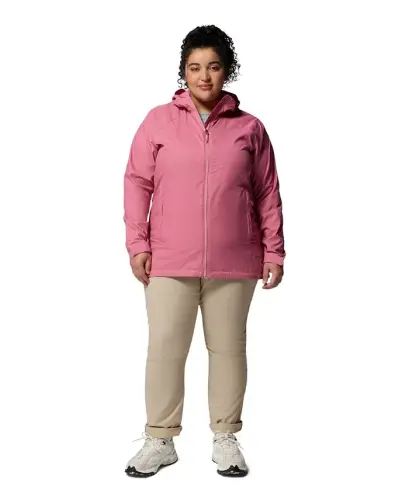 Plus Size Switchback Lined Long Zipper Jacket - Rosette - 2