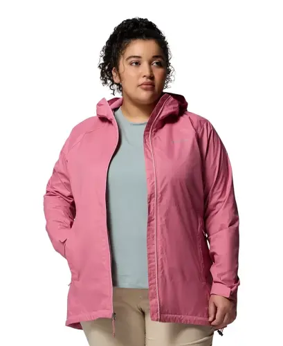 Plus Size Switchback Lined Long Zipper Jacket - Rosette - 4