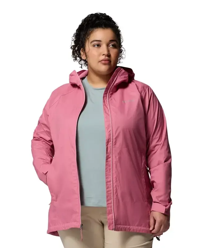 Plus Size Switchback Lined Long Zipper Jacket - Rosette - 4