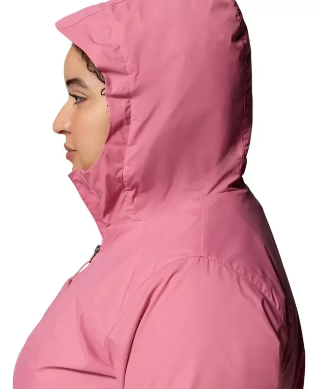 Plus Size Switchback Lined Long Zipper Jacket - Rosette - 7