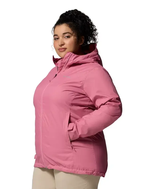 Plus Size Switchback Lined Long Zipper Jacket - Rosette - 5