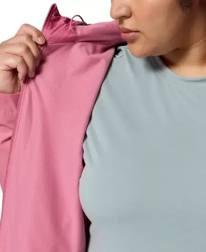 Plus Size Switchback Lined Long Zipper Jacket - Rosette - 6