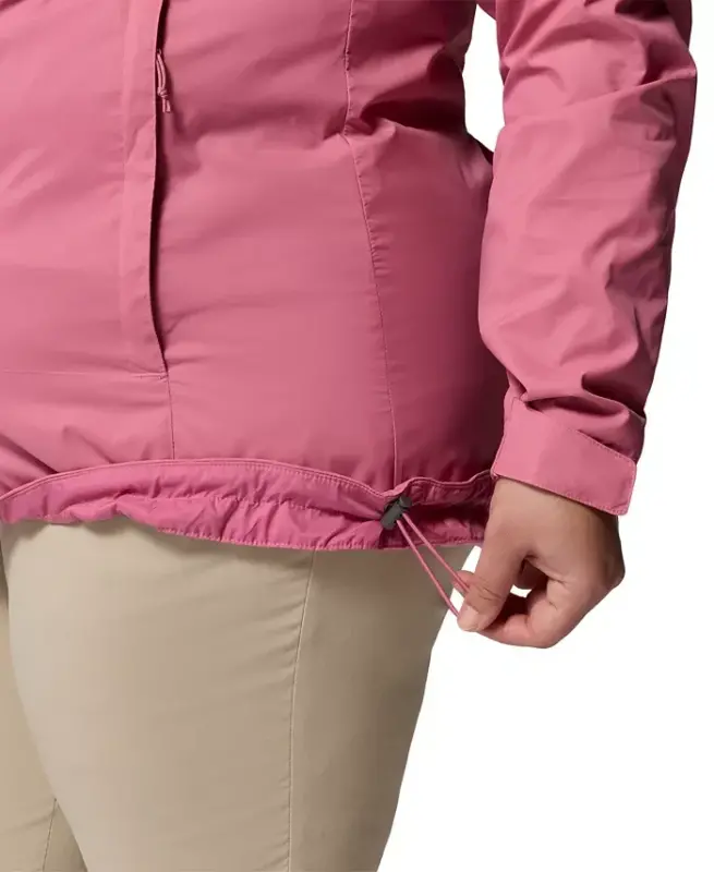 Plus Size Switchback Lined Long Zipper Jacket - Rosette - 8