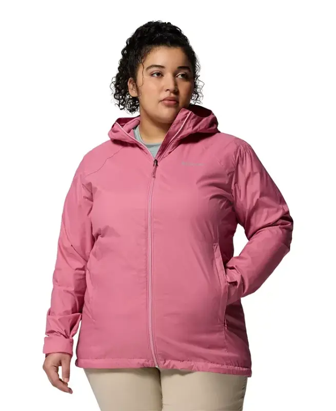 Plus Size Switchback Lined Long Zipper Jacket - Rosette - COLUMBIA