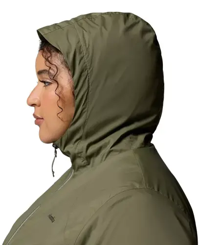 Plus Size Switchback Lined Long Zipper Jacket - Stone Green - 4