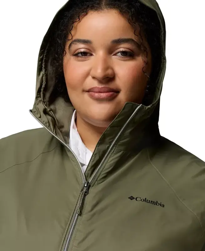 Plus Size Switchback Lined Long Zipper Jacket - Stone Green - 6