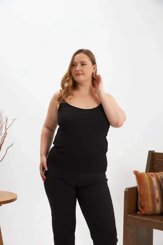 Plus Size Tank Top Black - BÜYÜKBEDENIZ