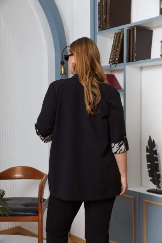 Plus Size Tank Top Jacket Two Piece Set Black - 6