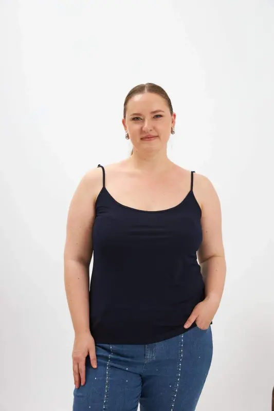 Plus Size Tank Top Navy Blue - BÜYÜKBEDENIZ