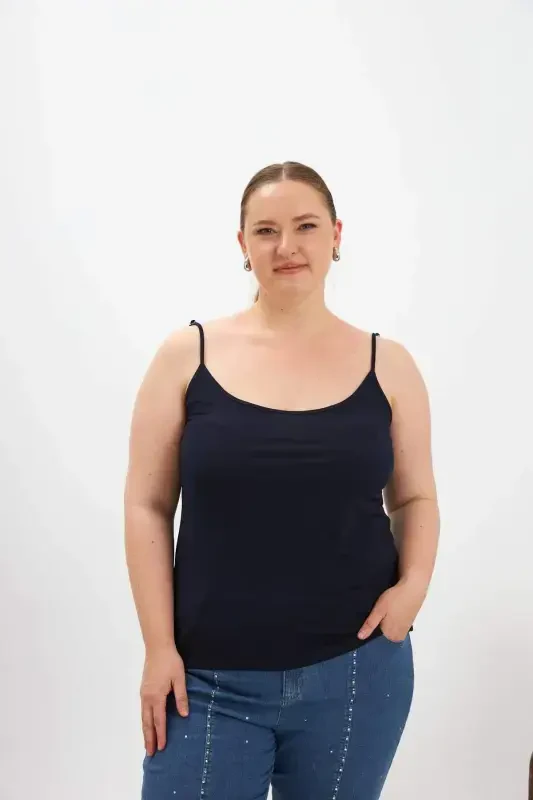 Plus Size Tank Top Navy Blue - 1