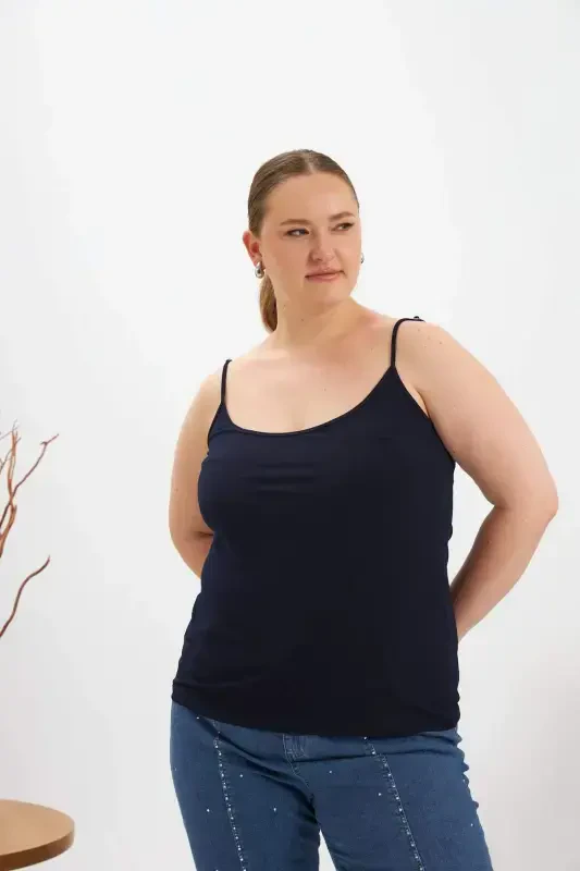 Plus Size Tank Top Navy Blue - 2