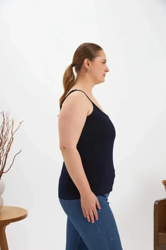 Plus Size Tank Top Navy Blue - 4