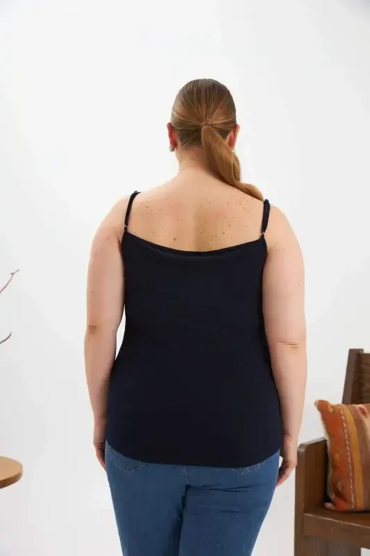 Plus Size Tank Top Navy Blue - 5