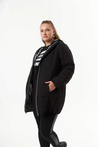 Plus Size Toast Quilted Coat Black - 3