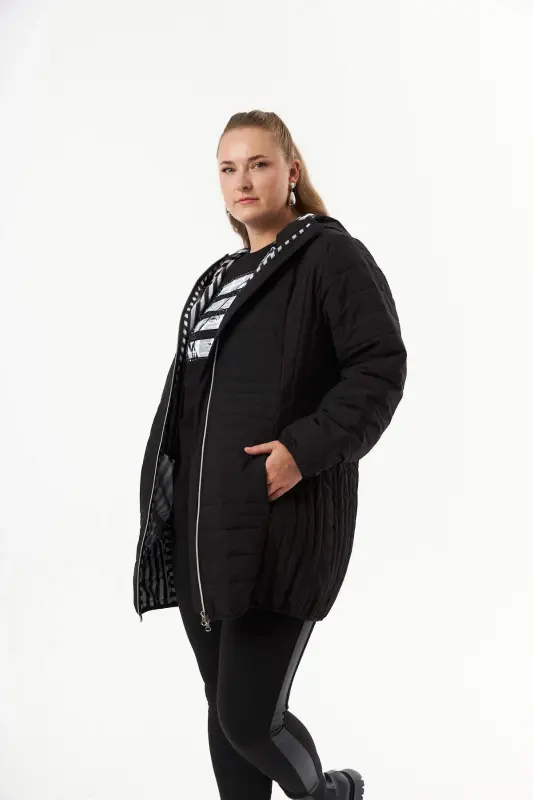 Plus Size Toast Quilted Coat Black - 3