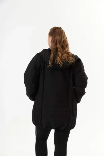 Plus Size Toast Quilted Coat Black - 5